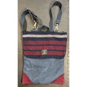 Vintage Faribault Woolen Mill Company Tote Bag Backpack Red/White/Blue Wool Q49